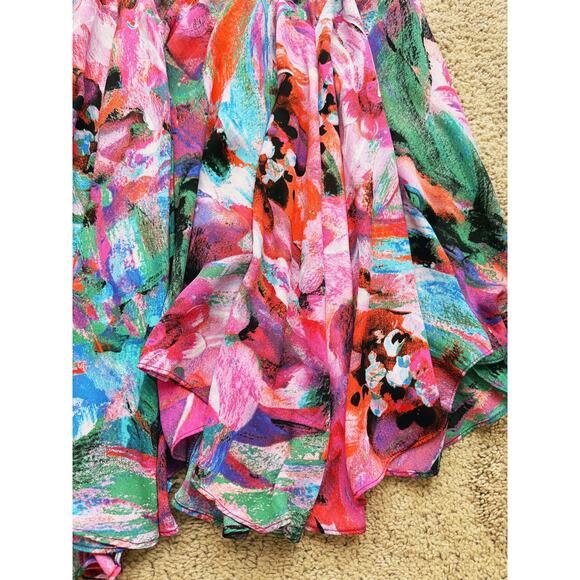 Bob Mackie Wearable Art Flowy Lined Midi Skirt S Colorful Elastic Dopamine Artsy - Picture 3 of 10